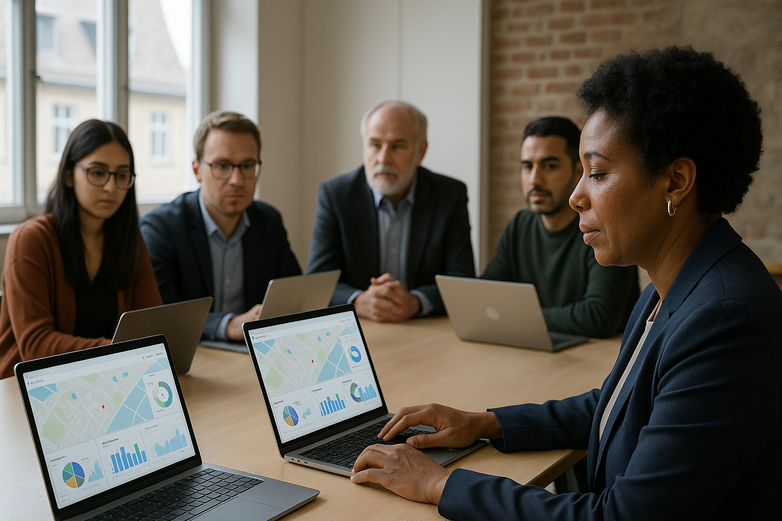 Team in Beratungsgespräch zur kommunalen App